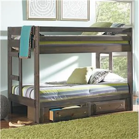 Twin Over Twin Bunk Bed with Built-In Ladders